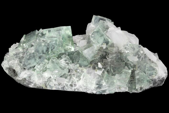 Green Cubic Fluorite and Calcite Crystal Cluster - Fluorescent! #93658